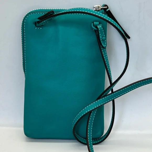 Tory Burch Teal Leather Crossbody Phone Bag - Picture 3 of 7